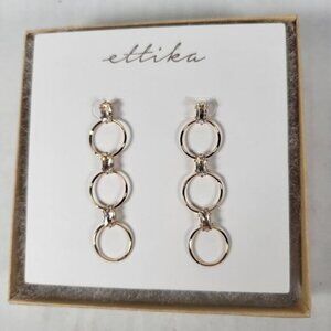 Ettika Gold Plated Triple O Classic Feminine Dangle 2" Earrings